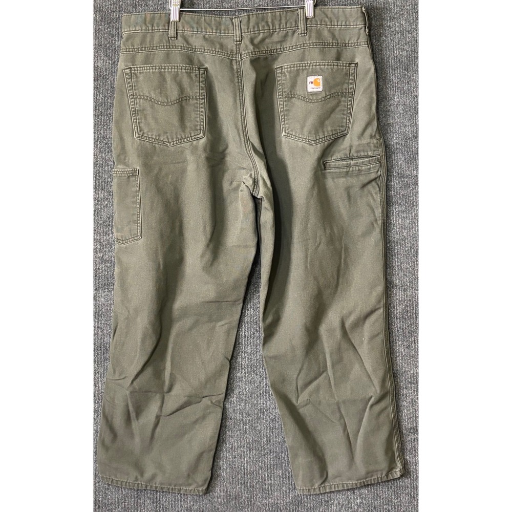 Carhartt FR Flame Resistant Work Pants Mens 40x29 Olive Green Canvas CAT 2 2112 - Picture 2 of 7